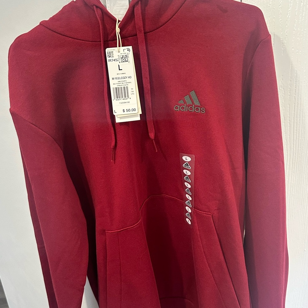 adidas Men's Burgundy Crewneck Hoodie